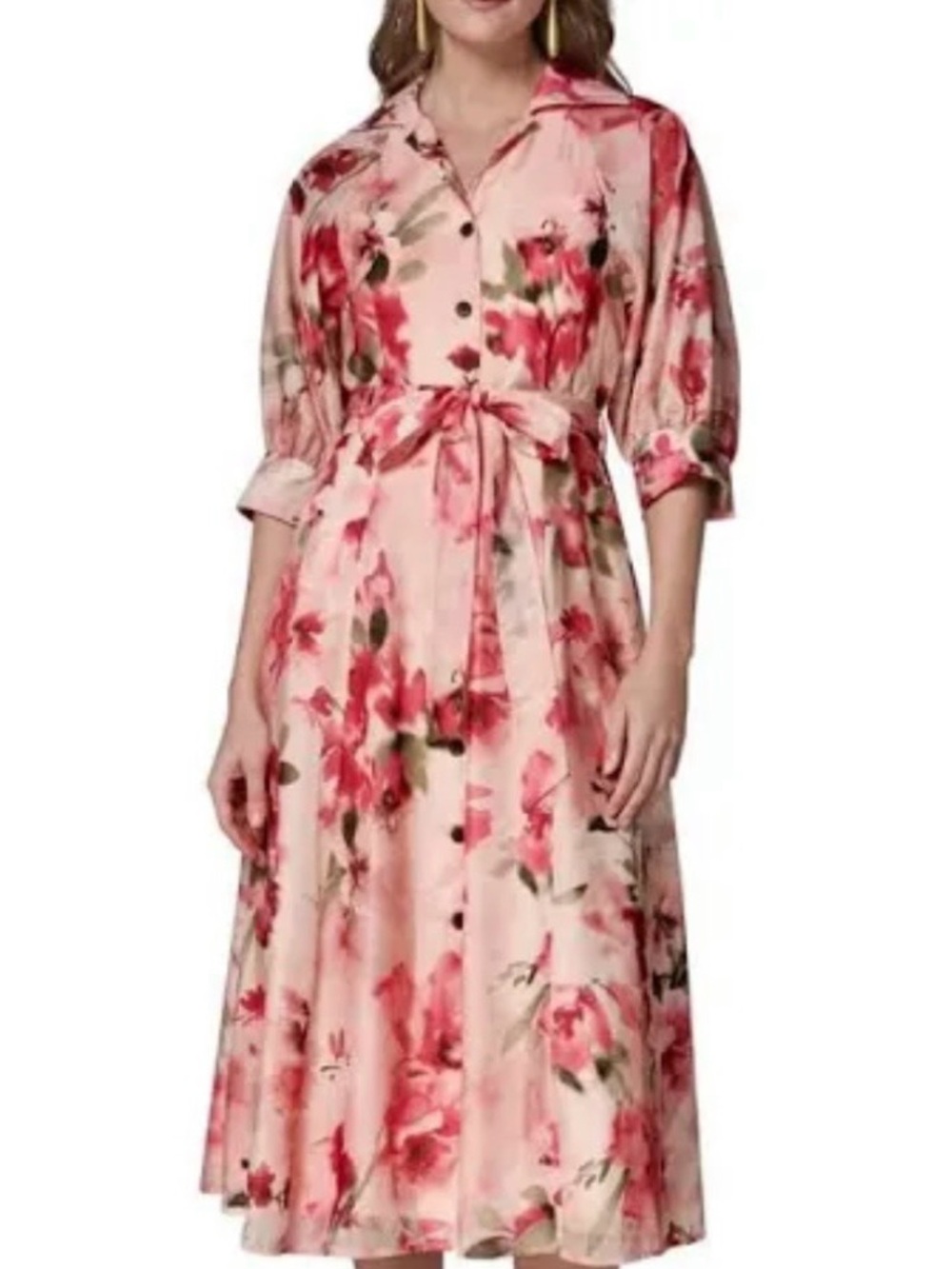 Donna Karan Pink Floral Midi Dress 16W